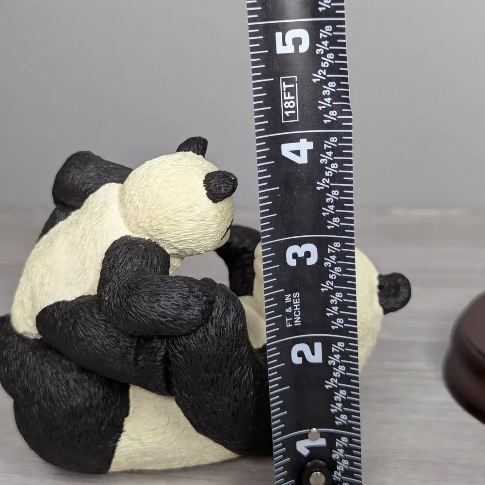 Marty Sculpture Inc Bear Foot Char-ming 7704 Panda Figurine on Wooden Base